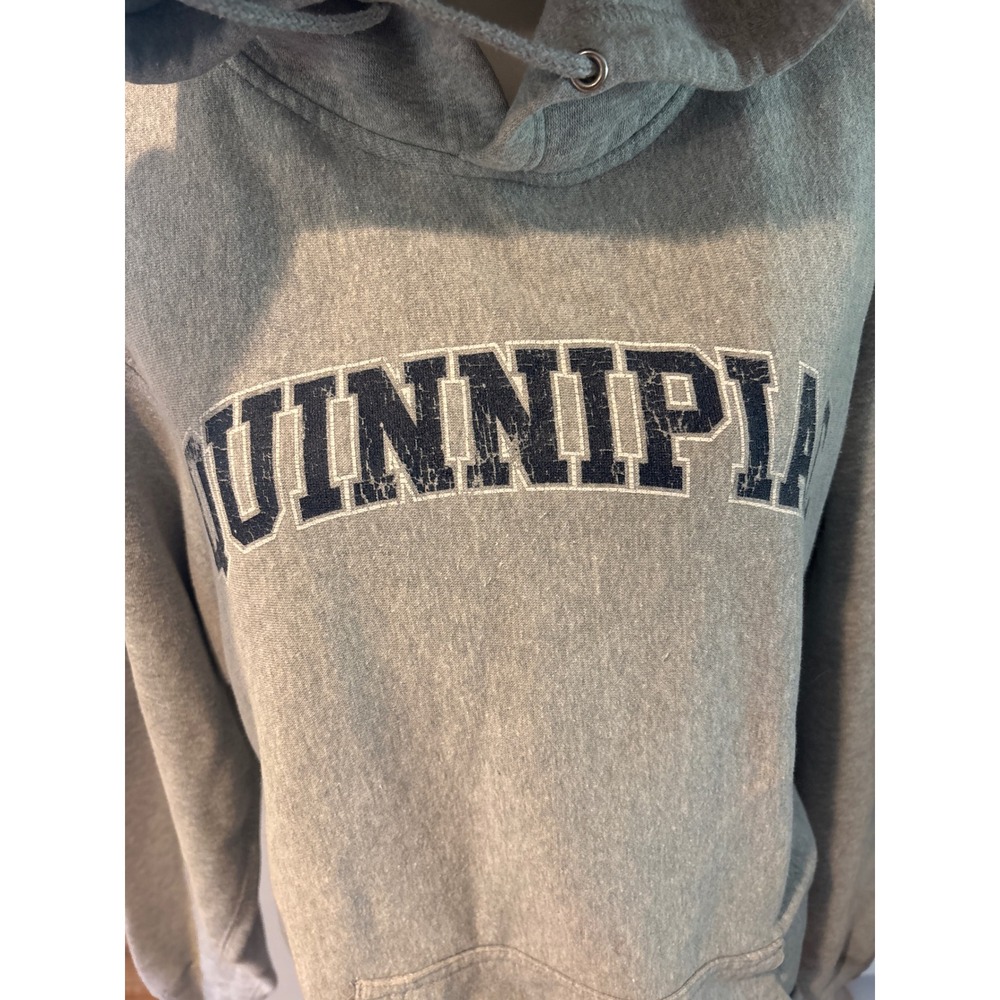 MV Sport Pro-Weave Quinnipiac University Hoodie Gray Mens Small Distressed - Picture 2 of 5